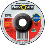 FLEXOVIT 100mm / 4” x 6.0mm X 16mm DEPRESSED CENTRE METAL GRINDING WHEEL