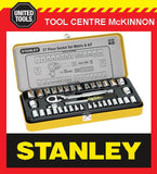 STANLEY 89-518 37 PIECE 1/4” & 3/8” DRIVE METRIC & IMPERIAL SOCKET SET IN METAL CASE