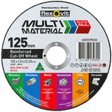 10 x FLEXOVIT 125mm / 5” MULTI MATERIAL CUT-OFF WHEEL – CUTS JUST ABOUT ANYTHING