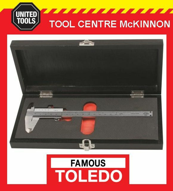 FAMOUS TOLEDO 322201 150mm ANALOGUE METRIC & IMPERIAL VERNIER CALIPER IN CASE