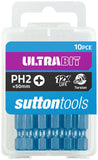 10 x SUTTON IMPACT ULTRABIT PHILLIPS HEAD PH2 x 50mm INSERT BITS - GERMAN MADE