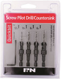 P&N BY SUTTON TOOLS 4pce QUICKBIT SCREW PILOT DRILL / COUNTERSINK BIT SET