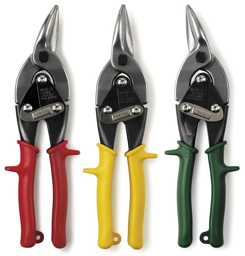 MIDWEST AVIATION TIN SNIPS 3 PIECE SET STRAIGHT, LEFT & RIGHT CUT