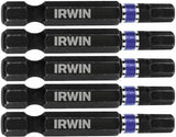 5 x IRWIN IMPACT SQUARE DRIVE SQ2 x 50mm POWER INSERT BITS FOR IMPACT DRIVERS