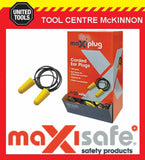 MAXISAFE ‘MAXIPLUG’ CLASS 5 27dB AS/NZS 1270:2002 CORDED EARPLUGS – BOX OF 100