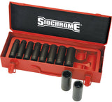 SIDCHROME XS410MLT 10pce METRIC 1/2” DRIVE DEEP IMPACT SOCKET SET IN METAL CASE