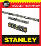 STANLEY FATMAX PRO BOX 23cm, 2ft / 600mm & 4ft / 1200mm SPIRIT LEVEL TRIPLE PACK