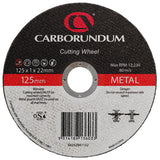 10 X CARBORUNDUM (BY FLEXOVIT) 125mm / 5” THIN METAL CUT-OFF WHEEL