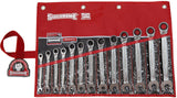 SIDCHROME SCMT22211 13pce PRO SERIES RATCHET RING & OPEN END A/F SPANNER SET