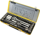 STANLEY 89-535 50 PIECE 1/4” & 1/2” DRIVE METRIC & IMPERIAL SOCKET SET IN CASE