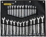 STANLEY 24pce RING & OPEN END COMBINATION METRIC & A/F SPANNER SET IN ROLL930069