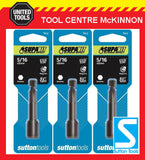 3 x SUTTON IMPACT 5/16” x 65mm MAGNETIC HEX DRIVE SUPABIT NUTSETTER / TEK BIT
