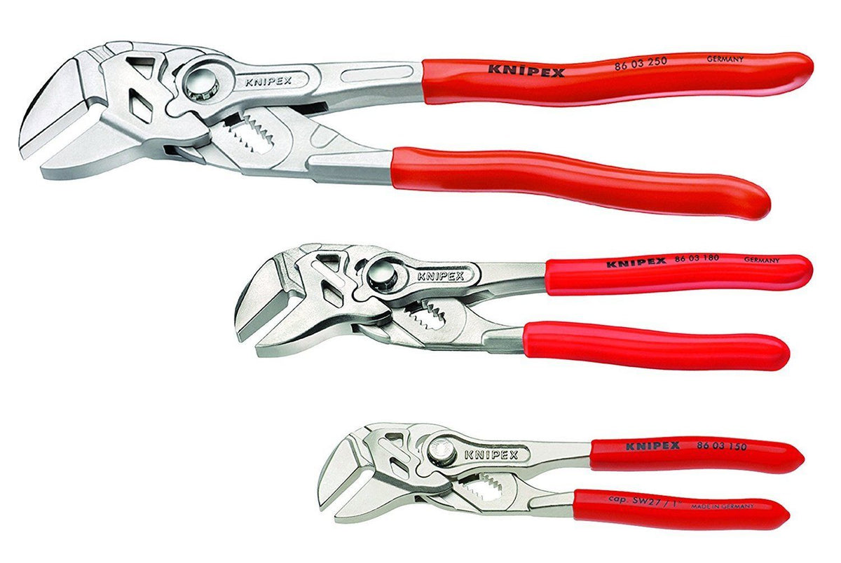 KNIPEX 3pce ADJUSTABLE PLIERS WRENCH SET 8603150, 8603180 & 8603250