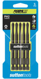 5 x SUTTON IMPACT PHILLIPS HEAD PH2 x 100mm POWER INSERT BITS FOR IMPACT DRIVERS