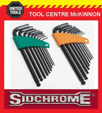 SIDCHROME 18pce LONG ARM BALL POINT HEX / ALLEN KEY SET – METRIC & A/F
