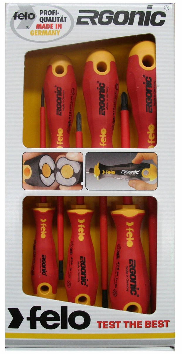 Felo 400 961 18 Ergonic schroevendraaierset - 6-delig - PH, PZ en sleuf | Hevu Tools
