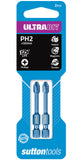 2 x SUTTON IMPACT ULTRABIT PHILLIPS HEAD PH2 x 50mm INSERT BITS - GERMAN MADE