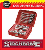 SIDCHROME SCMT12105 30pce METRIC & A/F 1/4” SOCKET & FLEX RATCHET SPANNER SET