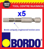 5 x BORDO IMPACT HX5 X 50mm POWER INSERT BITS – GEAT FOR IMPACT DRIVERS!