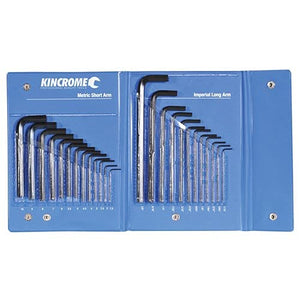 Kincrome Imperial and Metric Hex Key Wrench 25-Pieces Set