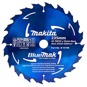 Makita Bluemak Tungsten Carbide Tipped Saw Blade, 235 mm x 25 mm x 20T (Pack of 5)