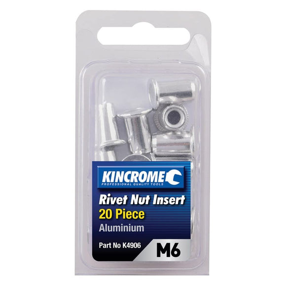 Kincrome M6 Aluminium Rivet Nut Insert 20-Pieces Set
