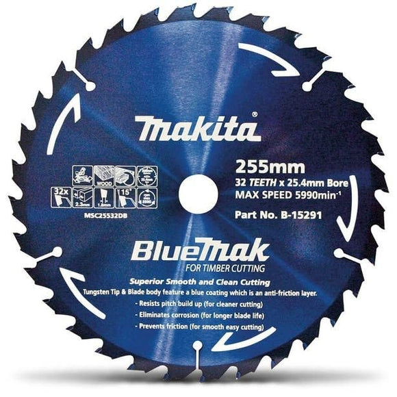Makita Bluemak Tungsten Carbide Tipped Saw Blade, 255 mm x 25.4 mm x 32T