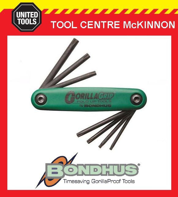 BONDHUS GORILLA GRIP 7pce TORX / TAMPERPROOF FOLD UP HEX KEY SET – MADE IN USA