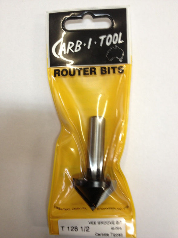 CARB-I-TOOL T 128 90 DEGREE x ½” CARBIDE TIPPED VEE GROOVE CUTTER ROUTER BIT