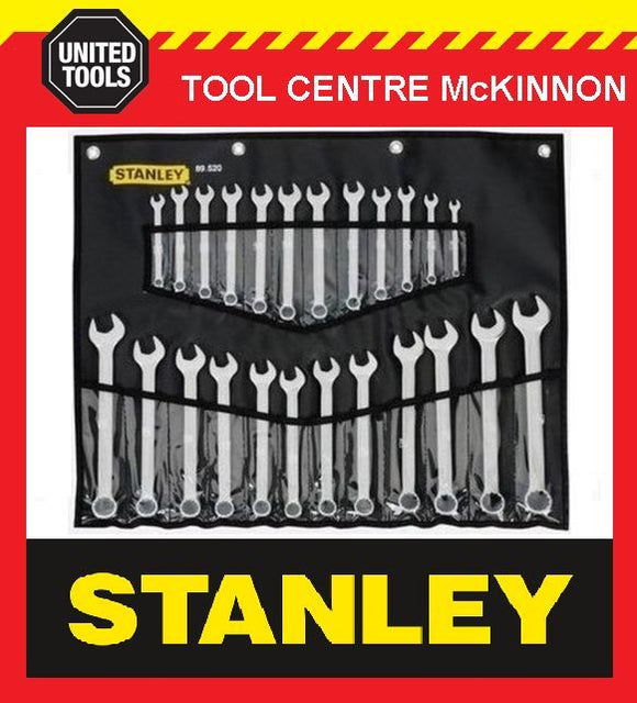 STANLEY 24pce RING & OPEN END COMBINATION METRIC & A/F SPANNER SET IN ROLL930069