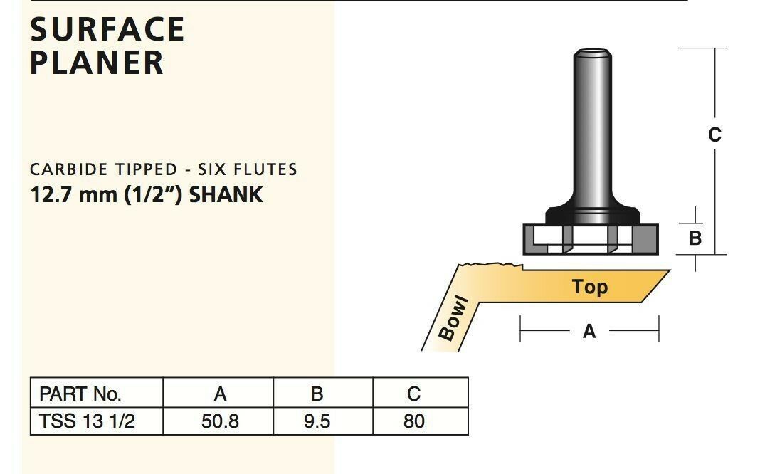 CARB-I-TOOL / CARBITOOL SOLID SURFACE PLANER TSS 13 1/2 6 FLUTE TRIM R ...