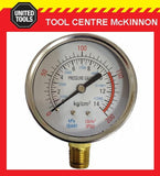QUALITY AIR COMPRESSOR 200psi PRESSURE GAUGE WITH ¼” BSP THREAD – BOTTOM MOUNT
