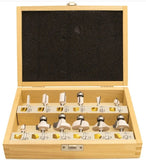 MAKITA ROUTER BIT SET – 12PCE ¼” SHANK TUNGSTEN CARBIDE BITS IN WOODEN BOX
