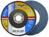 FLEXOVIT #120 GRIT 4” / 100mm x 5/8" / 16mm ZIRCONIA MEGA-LINE BLUE FLAP DISC