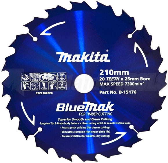 MAKITA B-15176 BLUEMAK 210mm x 20 TEETH 25mm BORE TCT CIRCULAR SAW BLADE