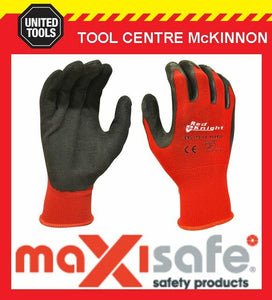 MAXISAFE RED KNIGHT GRIPMASTER LATEX PALM GENERAL PURPOSE WORK GLOVES – X-LARGE