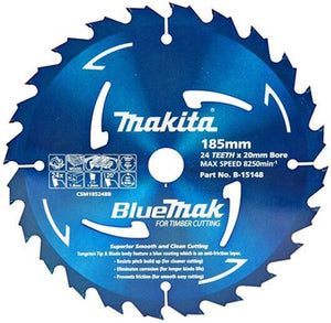 MAKITA B-15148 BLUEMAK 185mm x 24 TEETH 20mm BORE TCT CIRCULAR SAW BLADE