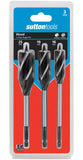 SUTTON TOOLS 3pce SELF-FEED SPEEDBOR STYLE 4 -FLUTE WOOD AUGER DRILL BIT SET