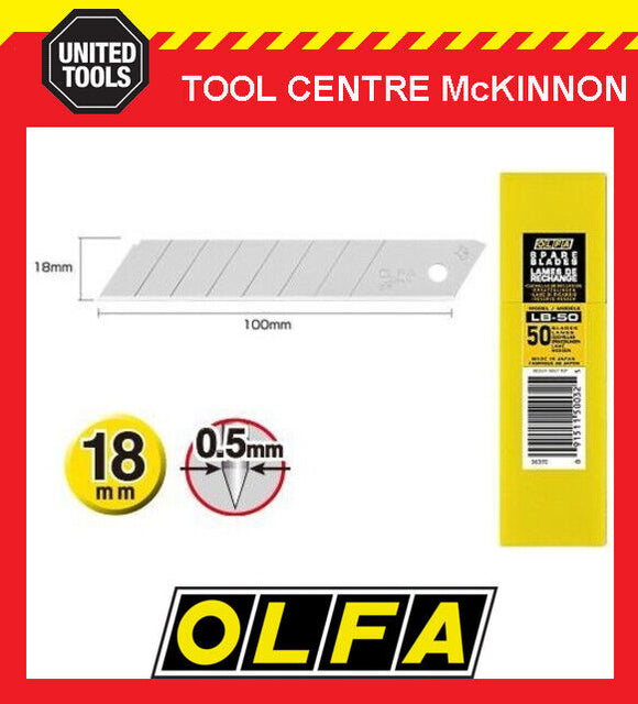 OLFA 50-PACK 18mm HEAVY DUTY SNAP OFF UTILITY KNIFE BLADES – MADE IN JAPAN