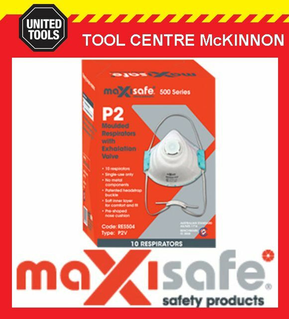 MAXISAFE P2 MOULDED RESPIRATOR DISPOSABLE DUST MASK WITH VALVE – BOX OF 10