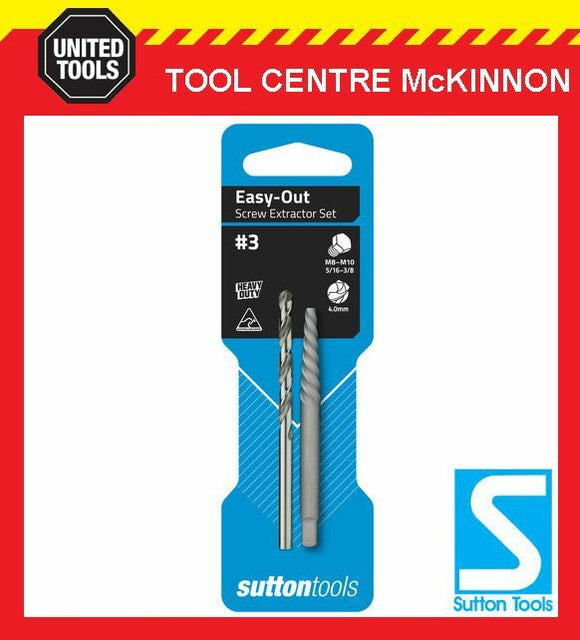 SUTTON #1 EASY-OUT SCREW EXTRACTOR WITH DRILL BIT – SUIT M4 – M5 SCREW / BOLT