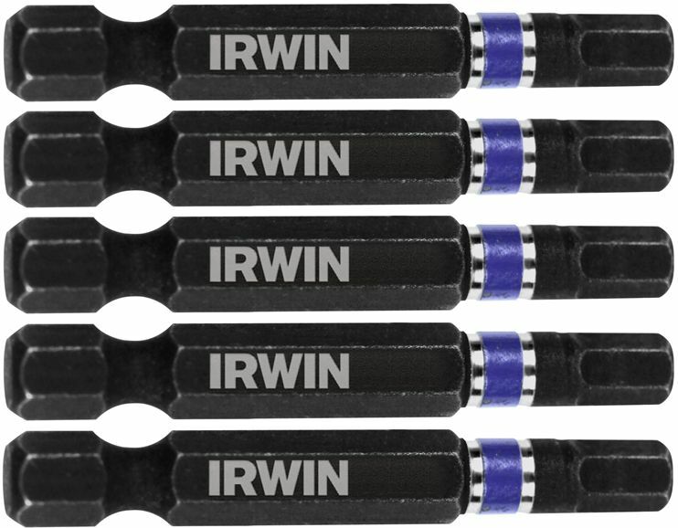 5 x IRWIN IMPACT SQUARE DRIVE SQ2 x 50mm POWER INSERT BITS FOR IMPACT ...