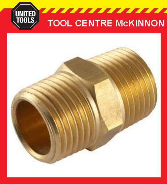 1/4” BSP BRASS HEX NIPPLE THREADED MALE TO MALE JOINER AIR FITTING ...