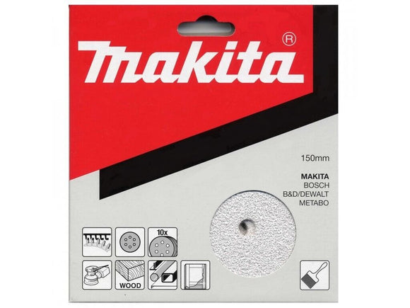 MAKITA #320 GRIT 6” / 150mm SAND PAPER SANDING PADS – HOOK & LOOP 6-HOLE ITALIAN
