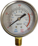 QUALITY AIR COMPRESSOR 200psi PRESSURE GAUGE WITH ¼” BSP THREAD – BOTTOM MOUNT