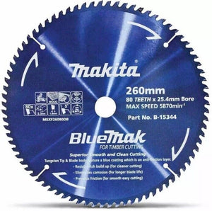 MAKITA B-15344 BLUEMAK 260mm x 80 TEETH 25.4mm BORE TCT MITRE SAW BLADE
