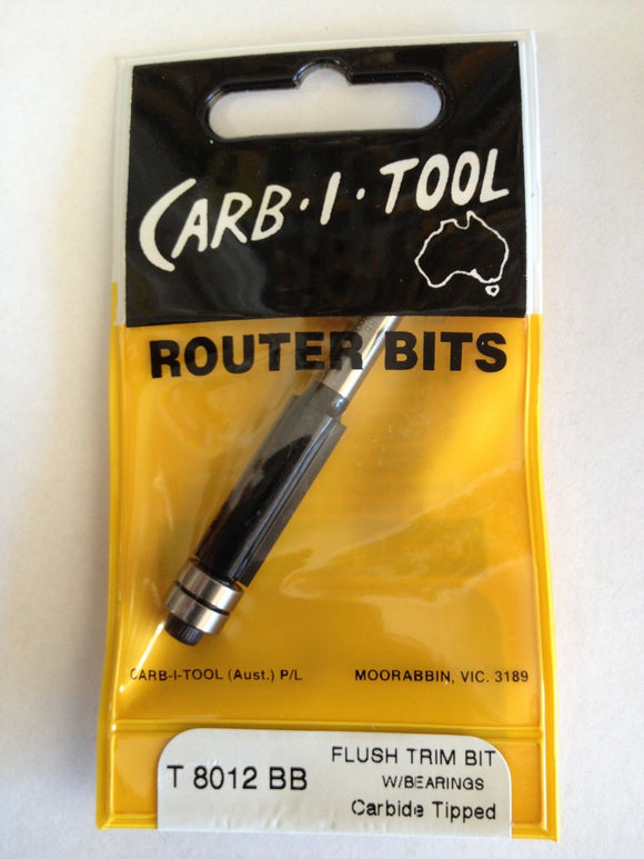 CARB-I-TOOL T 8012 BB 9.5mm x ¼” CARBIDE TIPPED FLUSH TRIM ROUTER BIT