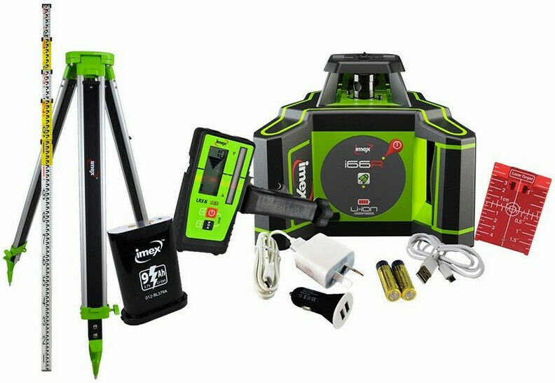 IMEX i66RK RED ROTATING LASER LEVEL KIT – DIGITAL RECEIVER TRIPOD & ST ...