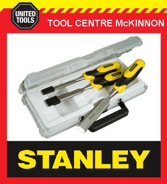 STANLEY DYNAGRIP 3pce CHISEL SET (12, 18 & 25mm) IN CARRY CASE – MADE IN ENGLAND