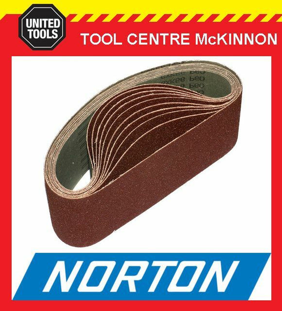 10 x NORTON #60 GRIT 3” (75 x 610) SANDING BELT – SUIT MAKITA 9924DB AND OTHERS